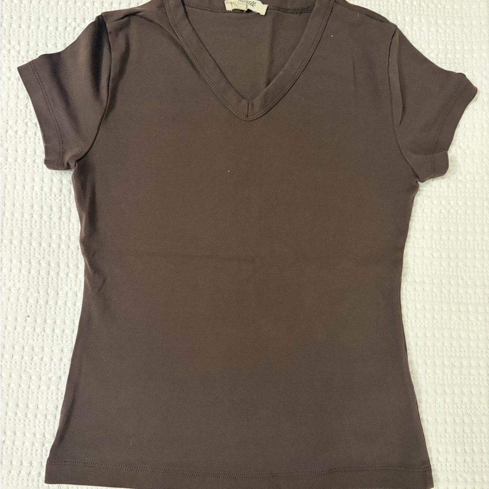 Madewell Chocolate Brown V-Neck Tee